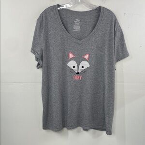 Secret Treasures Medium Heather Gray Tee Foxy short sleeve v neck size 3X